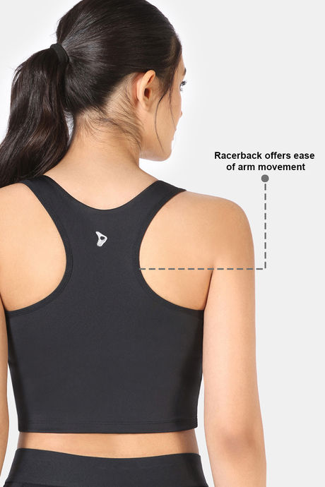 Zelocity Medium Impact Longline Padded Sports Bra - Jet Black — image 7